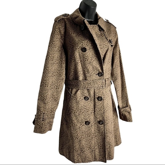Liz Claiborne Leopard Trench Coat Size 10 - Picture 2 of 9